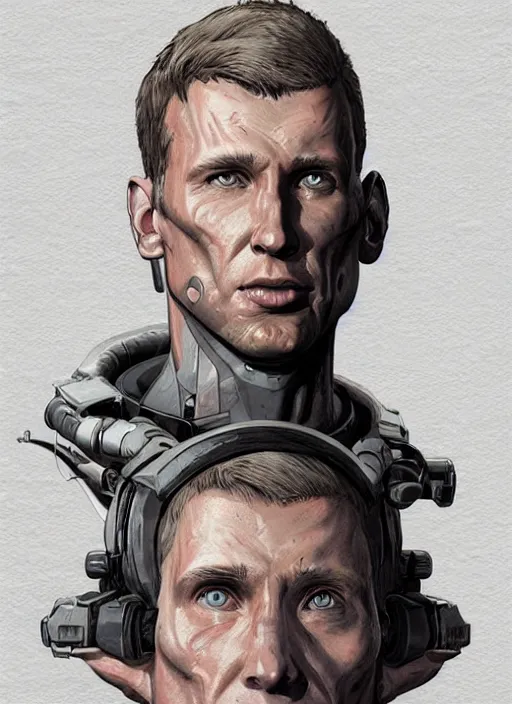 Image similar to a study of cell shaded portrait of james cameron cyborg as wolfenstein concept art, llustration, post grung, concept art by josan gonzales and wlop, by james jean, victo ngai, david rubin, mike mignola, laurie greasley, highly detailed, sharp focus, alien, trending on artstation, hq, deviantart, art by artgem