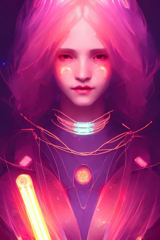 Prompt: portrait futuristic wizard Girl with thunder and fire sparkles and starlight, n future cyberpunk tokyo rooftop , ssci-fi, fantasy, intricate, very very beautiful, elegant, human anatomy, human structure, neon light, highly detailed, digital painting, artstation, concept art, smooth, sharp focus, illustration, art by tian zi and WLOP and alphonse mucha