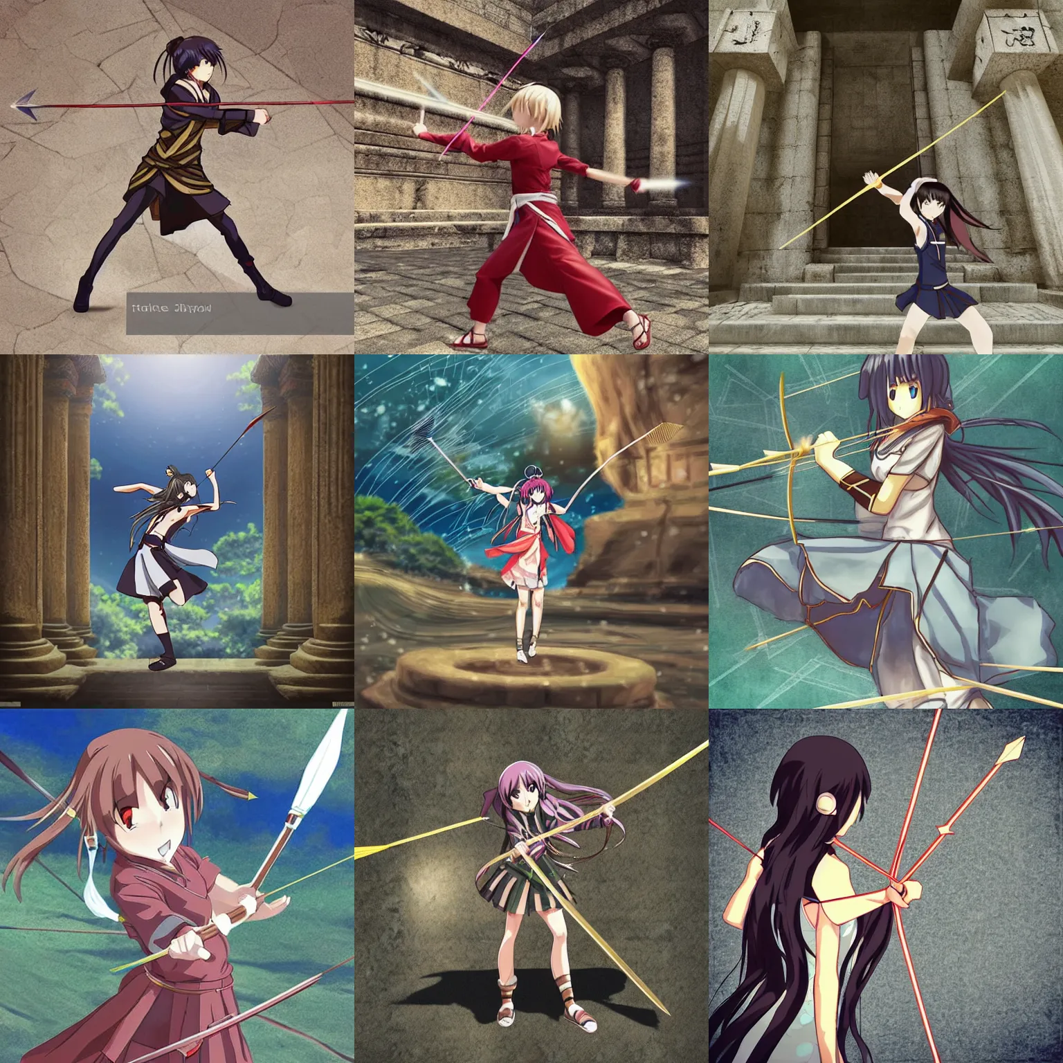 Anime style illustrations of cute archery girls - Stock Illustration  [69887952] - PIXTA