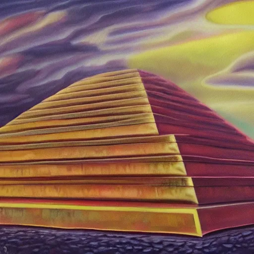 Image similar to a beautiful painting of a ziggurat, photorealist, 4 k