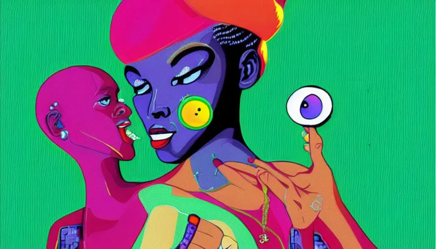 Image similar to beautiful still from retro snes arcade game featuring grace jones feeding her bioenhanced tamagotchi child, hyperreal detailed facial features and uv lighting, retro nintendo bitmap pixel art