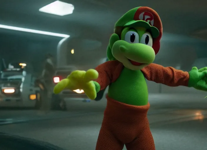 Image similar to film still of yoshi in the new sci - fi movie, 8 k