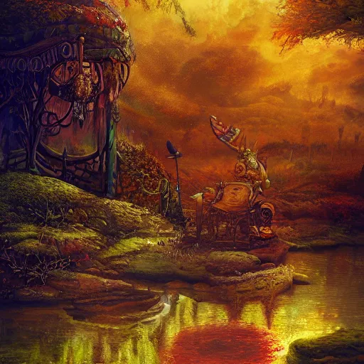 Image similar to woodstock 1 9 6 9 ornate background, beautiful fantasy detailed trending on artstation, oil painting, dramatic lighting, eterea, high quality print, fine art with subtle redshift rendering