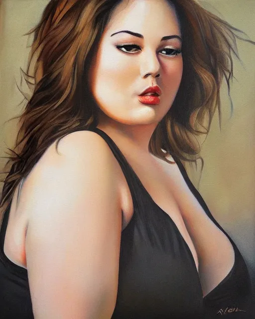 Prompt: beautiful plus size girl painting by ansell, mary jane, photorealistic