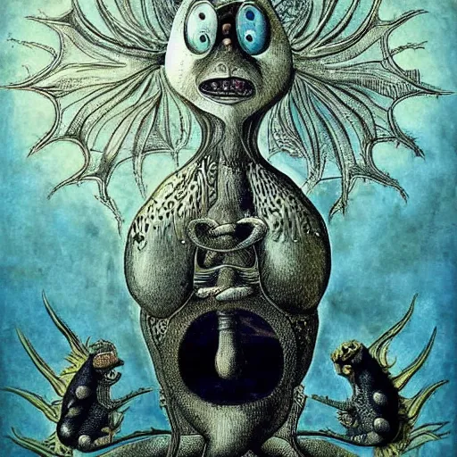 Image similar to furry freaky creature sings a unique canto about'as above so below'being ignited by the spirit of haeckel and robert fludd, breakthrough is iminent, glory be to the magic within