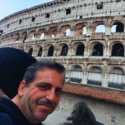 Prompt: my Italian uncle taking a selfie in Rome