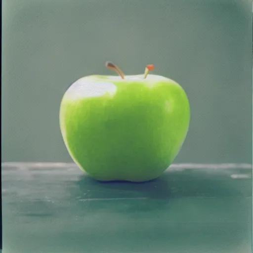 Prompt: a beautiful photo of a green apple, Fujifilm Instax Film