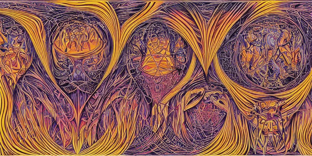 Prompt: and it goes like,, vector graphics, alex grey,