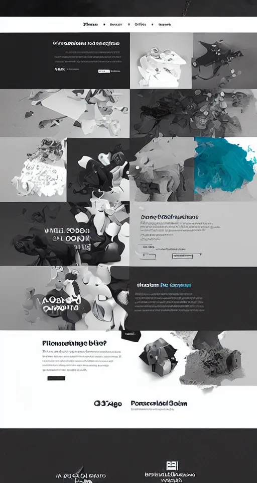 Prompt: landing page of a 3 d creative and experimental printing bussines, web design, concept, awwwards, experimental