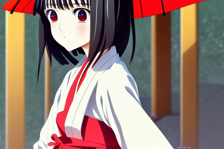 Prompt: anime visual, full body portrait of a japanese woman in traditional clothes outside a temple sweeping, cute face by ilya kuvshinov, yoshinari yoh, makoto shinkai, katsura masakazu, dynamic perspective pose, detailed facial features, kyoani, rounded eyes, crisp and sharp, cel shad, anime poster, ambient light