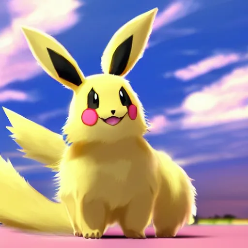 Prompt: real life Pokemon, cute!!!, fluffy!!!, ultra realistic!!!, golden hour, ultra detailed, sharp focus