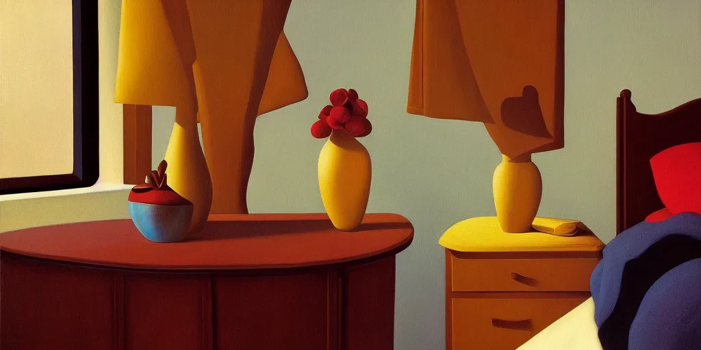 Image similar to the vase, in a cozy bedroom, summer evening, kenton nelson