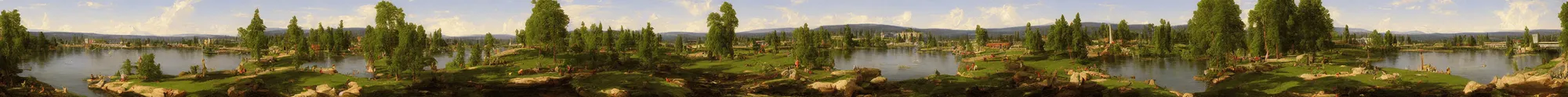 Prompt: spokane riverfront park painting by thomas cole