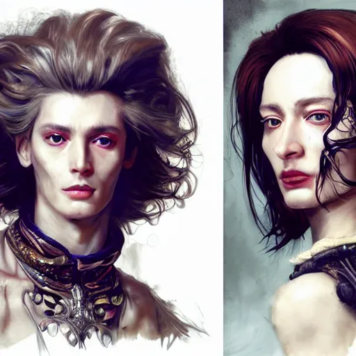 Image similar to portrait, headshot, insanely nice professional hair style, dramatic hair color, digital painting, of a old 17th century, old cyborg merchant, amber jewels, baroque, ornate clothing, scifi, realistic, hyperdetailed, chiaroscuro, concept art, art by Franz Hals and Jon Foster and Ayami Kojima and Amano and Karol Bak,