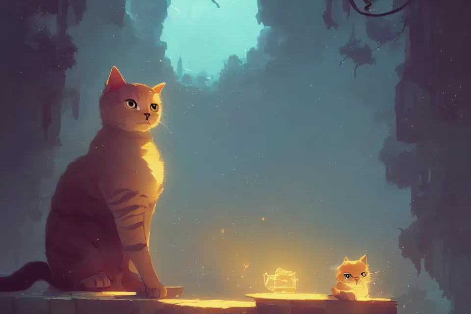 Image similar to cute cat, by victo ngai and andreas rocha and greg rutkowski, trending on artstation, unreal engine, 8 k hd wallpaperjpeg artifact, blur, artfact