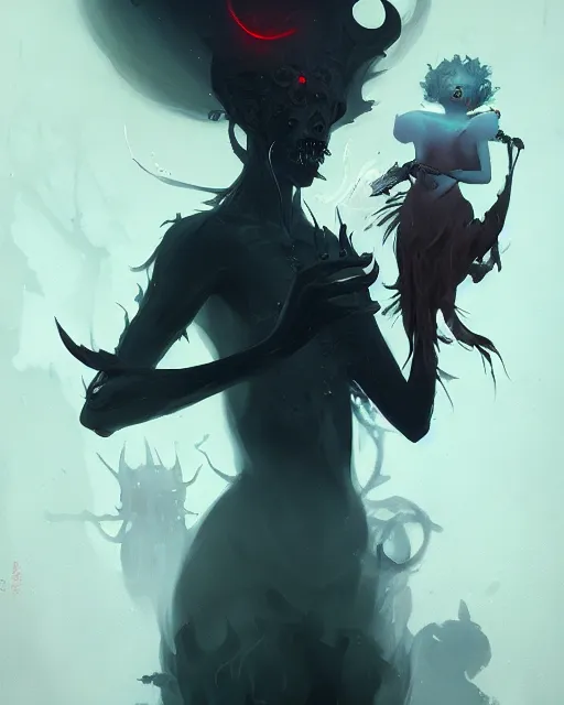 Prompt: a dark supernatural entity made of mist and malice and smoke and subterfuge, concept art by pete mohrbacher and guweiz and ilya kuvshinov, digital art, highly detailed, intricate, sharp focus, trending on artstation hq, deviantart, unreal engine 5, 4 k uhd image
