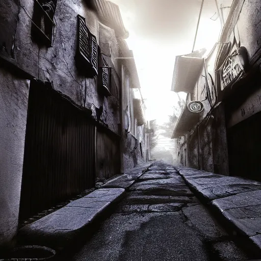 Image similar to dark alley way 4 k cinematic