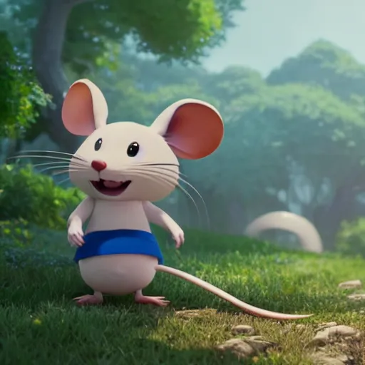 Prompt: a wholesome animation key shot of a cute cartoon mouse, studio ghibli, pixar and disney animation, sharp, rendered in unreal engine 5, anime key art by greg rutkowski, bloom, dramatic lighting