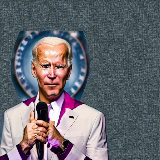 Image similar to photograph of an alien wearing a wig and a dress and (((Joe Biden))) at a press conference, highly detailed, 4K