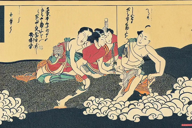 Prompt: sri lankan fuel line, in the style of ukiyo-e