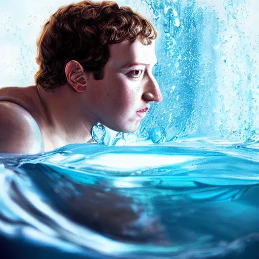 Image similar to mark zuckerberg as water, award winning water photography, extremely detailed, artstation, 8 k, sensual lighting, incredible art, wlop, artgerm