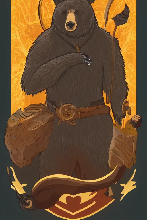 Prompt: Portrait of a bear that is a wizard casting a spell , wizard, medieval, sticker, colorful, casting epic spell, magic the gathering artwork, D&D, fantasy, artstation, heroic pose, illustration, highly detailed, simple, smooth and clean vector curves, no jagged lines, vector art, smooth