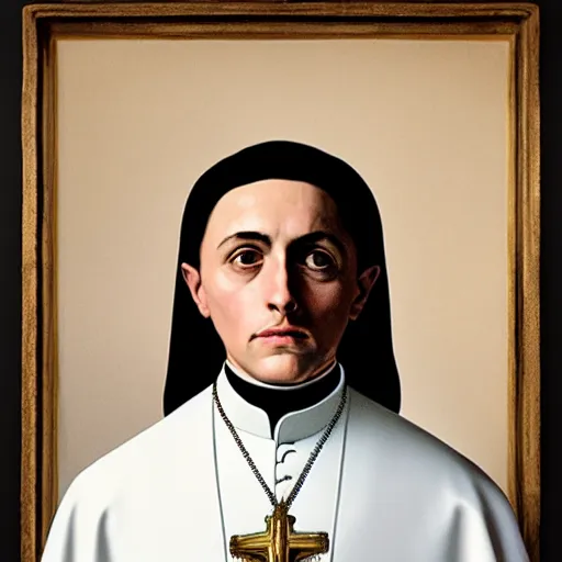 Image similar to The young pope, portrait by Caravaggio