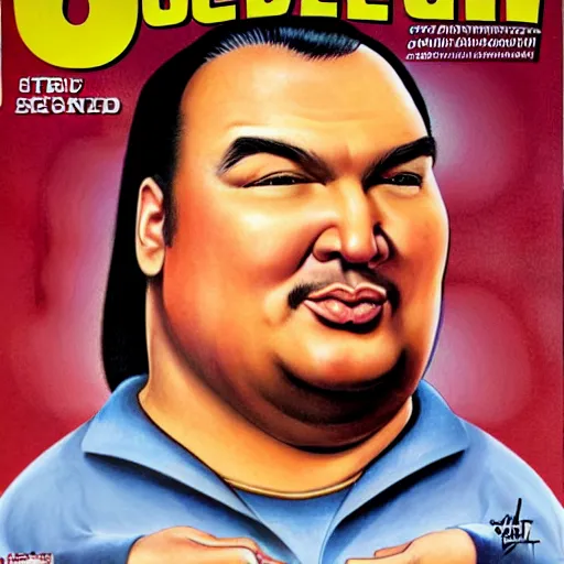 Image similar to obese steven seagal on mad magazine cover, caricature