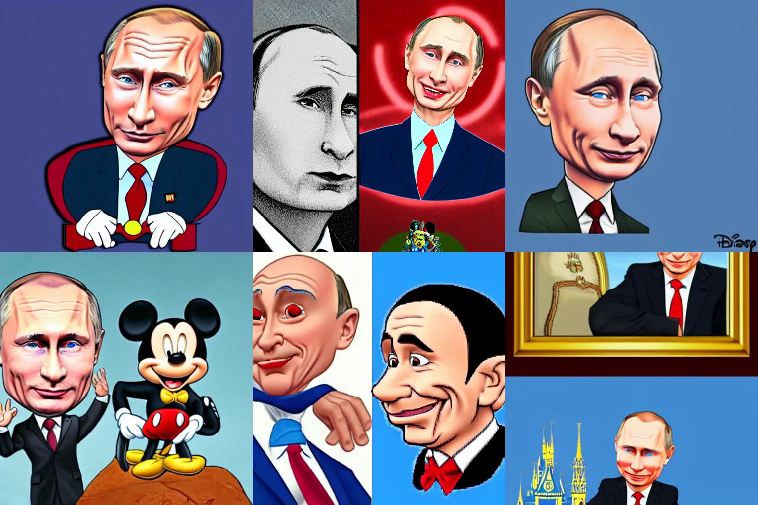 Prompt: a cartoon of Vladimir Putin in the style of Disney