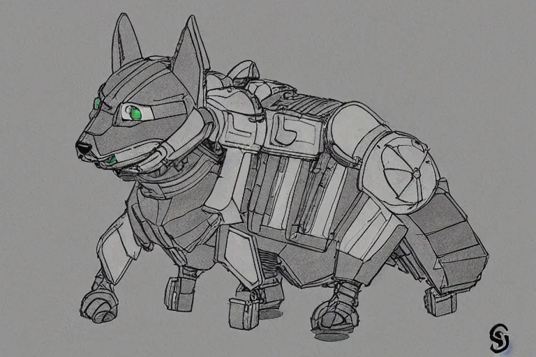 Image similar to heavily armoured mechanical corgi by studio ghibli