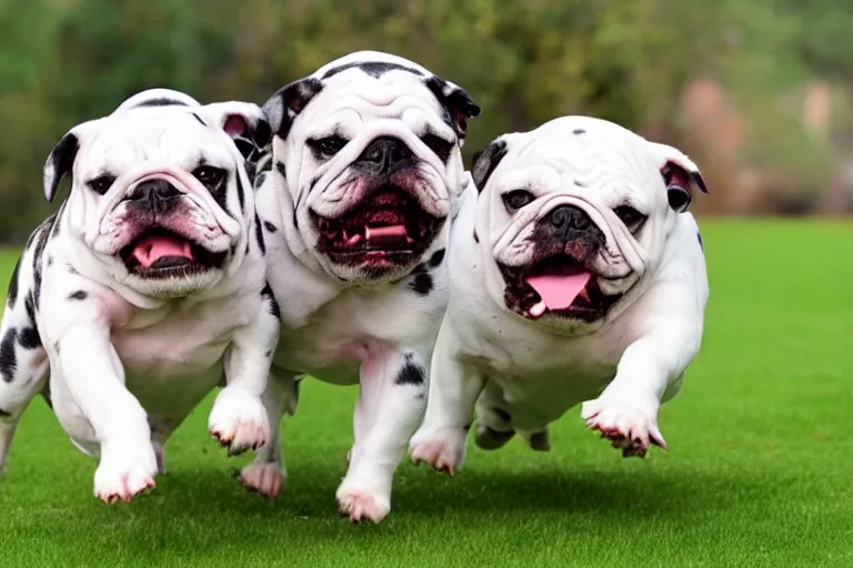 Image similar to bulldogs that are running towards the camera
