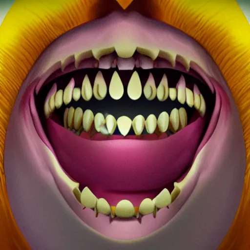 Prompt: sinister clow laughing with big shar teeth , centered, studio lightning