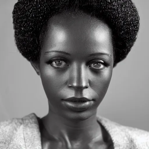 Prompt: photo of an afro woman in the style of george hurrell