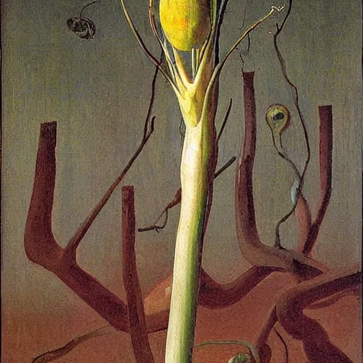 Image similar to A beautiful photograph. It has no visible auditory organs, just eyes, human eyes, hundreds of them, in the ends of stalks that radiate from its body like some exotic fruit. electric by Magnus Enckell, by Giovanni Battista Gaulli rigorous