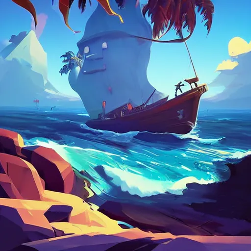 Image similar to painting treasure on sea of thieves game smooth median photoshop filter cutout vector, behance hd by jesper ejsing, by rhads, makoto shinkai and lois van baarle, ilya kuvshinov, rossdraws global illumination