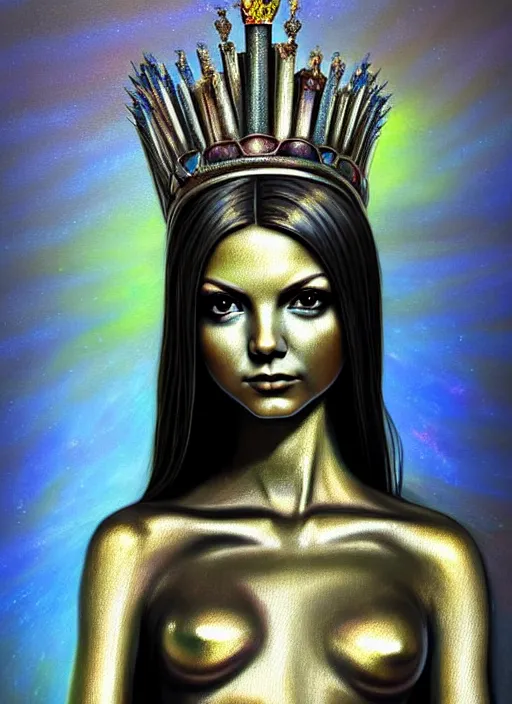 Prompt: metal statue of Victoria Justice as the down-to-earth princess of sorrowful tears. ultra detailed painting at 16K resolution and amazingly epic visuals. epically beautiful image. amazing effect, image looks gorgeously crisp as far as it's visual fidelity goes, absolutely outstanding. vivid clarity. ultra. iridescent. mind-breaking. mega-beautiful pencil shadowing. beautiful face. Ultra High Definition. godly shading. amazingly crisp sharpness. photorealistic film cel processed twice..