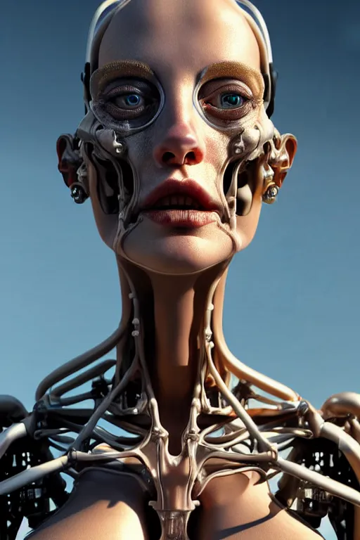 Image similar to hyperrealistic close-up rococo cyborg mechanical woman! highly detailed concept art eric zener elson peter cinematic hard lighting high angle hd 8k sharp shallow depth of field, inspired by David Paul Cronenberg and Zdzisław Beksiński