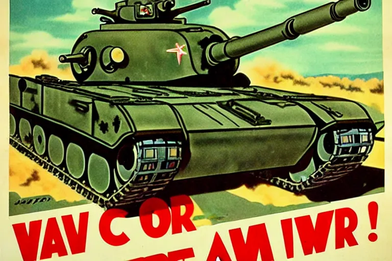 Image similar to 1940s, war, anime, poster, tanks