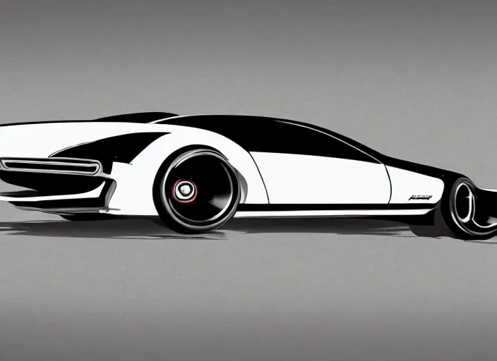 Prompt: knight rider kitt car, speed racer mach 5 car, car concept art in the style of dieter rams and syd mead