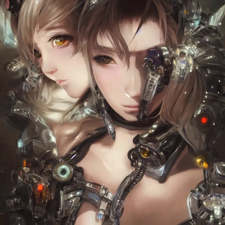 Image similar to a realistic detailed beautiful portrait of a cybernetic anime cat-girl, cyberpunk concept art, digital art, highly detailed, intricate, sci-fi, sharp focus, Trending on Artstation HQ, deviantart, unreal engine 5, 4K UHD image, hyperrealistic, photorealistic, art by artgerm and greg rutkowski and alphonse mucha