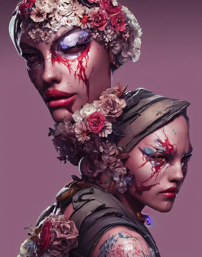 Image similar to symmetry!! portrait of floral! borderlands 3 psycho, intricate, elegant, highly detailed, digital painting, artstation, concept art, smooth, sharp focus, illustration, art by artgerm and greg rutkowski, 8 k