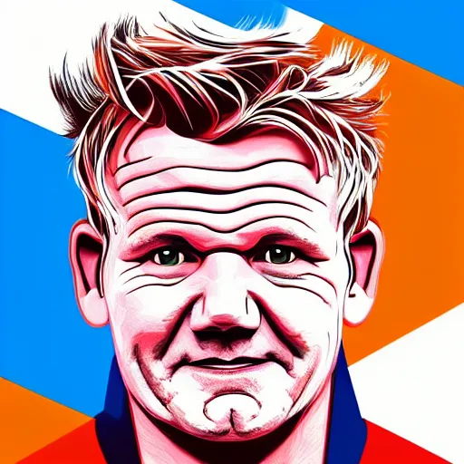 Prompt: a portrait of gordon ramsay, geometric shapes, rounded corners, candy colors, artstation, illustration, digital art