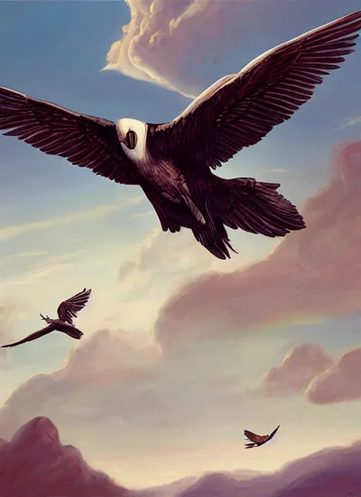 Image similar to a beautiful painting of a condor flying in the sky, matte painting, fantasy art