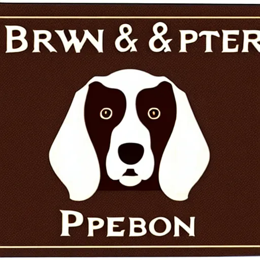 Prompt: brown and white sprocker spaniel pub plaque logo no text