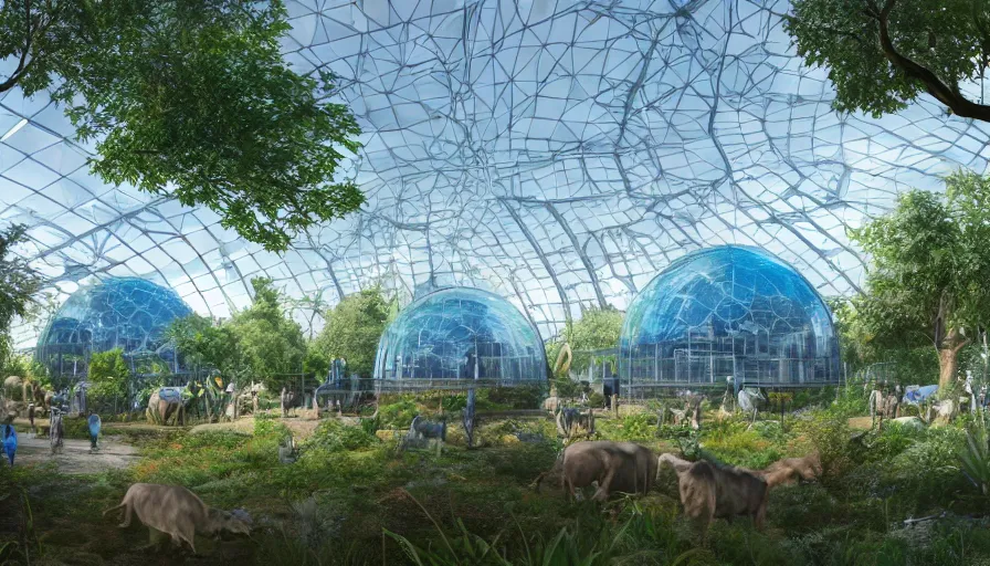 futuristic zoo built in london with trees, enclosures | Stable ...