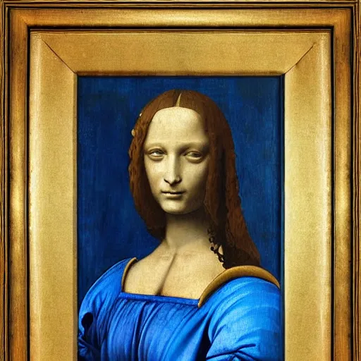 Prompt: blue lady painting, classicism art by leonardo da vinci