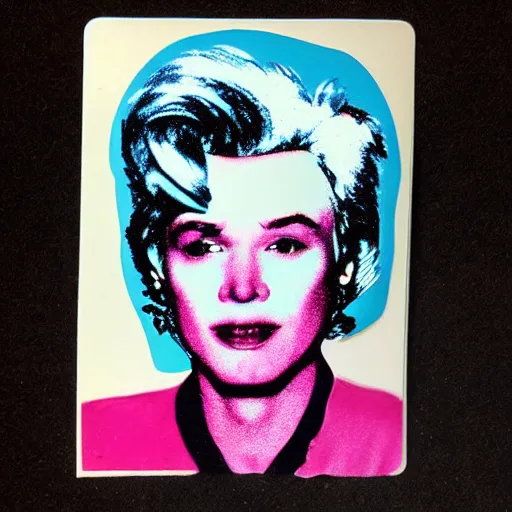 Image similar to cute cartoonish andy warhol self - portrait sticker