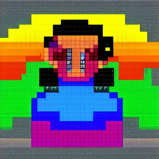 Prompt: The rainbowmancer, pixel art