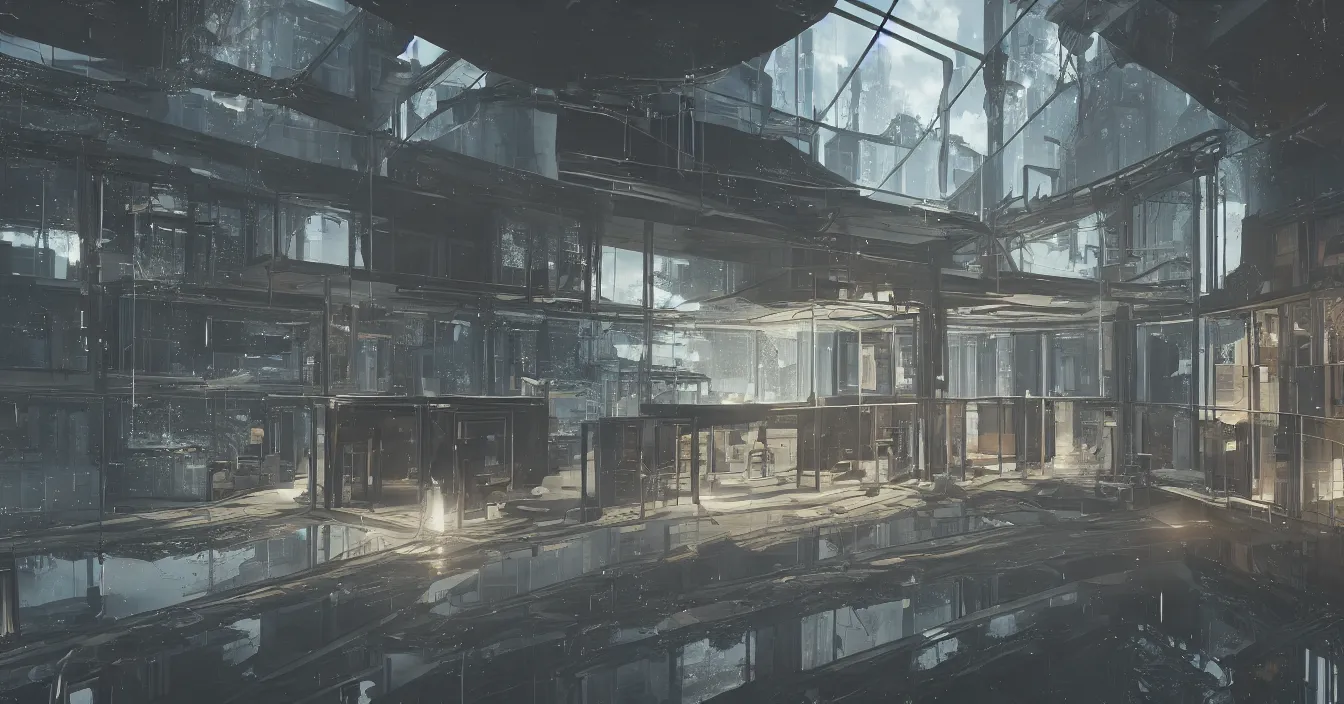 Image similar to Home built in a huge Soap bubble, windows, doors, porches, awnings, middle of SPACE, cyberpunk lights, Hyper Detail, 8K, HD, Octane Rendering, Unreal Engine, V-Ray, full hd