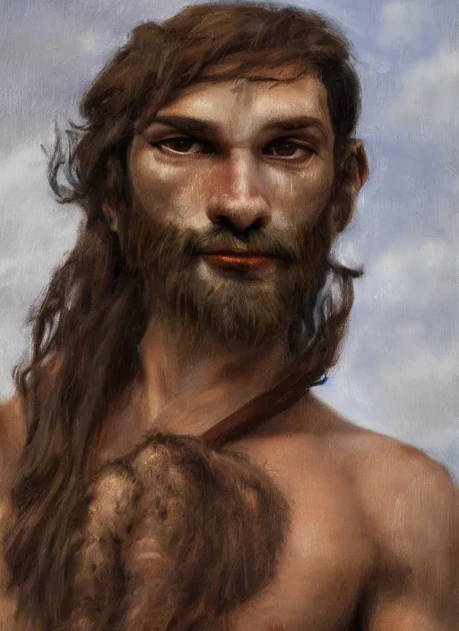 Prompt: portrait of a Satyr in the style of stefan kostic, flickr, realistic photo, sharp focus, 8k high definition, insanely detailed, intricate, elegant